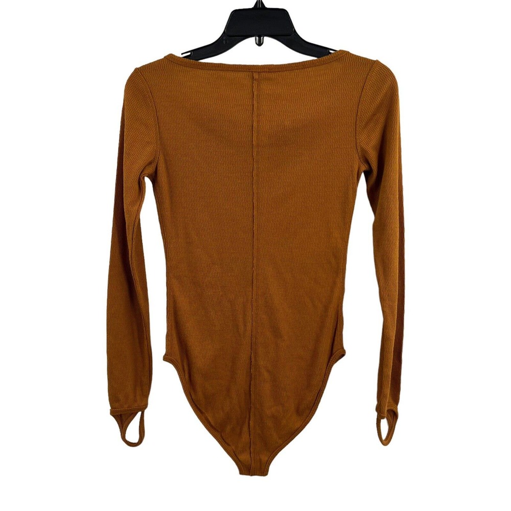 Free People Sloane Bodysuit Thermal Dark Yellow XS New - Picture 5 of 13
